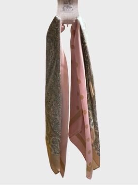 Sunday State 2 Pack Silk Feel Scarves Pink Paisley Polka Dot NWT